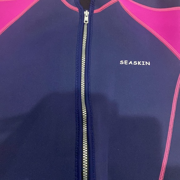 Girls SEASKIN WETSUIT shorty Sz 14 pink navy 3mm NEW - Picture 2 of 4